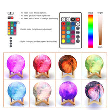 Load image into Gallery viewer, PROLUMIX MOON 3D Moon Lamp Night Light with Wooden Base, 16 LED Colors, Remote Control