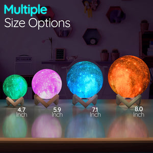 PROLUMIX MOON 3D Moon Lamp Night Light with Wooden Base, 16 LED Colors, Remote Control
