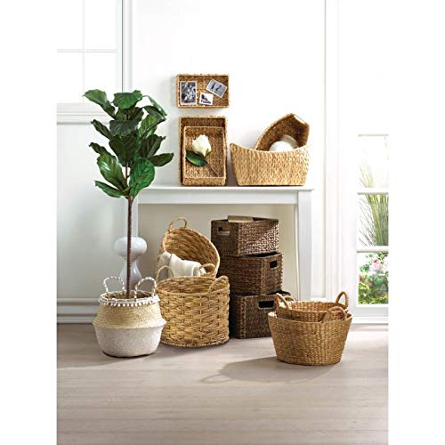 Natural Water Hyacinth Oval Baskets Set Basket Storage Plant Pot Decoration Bag