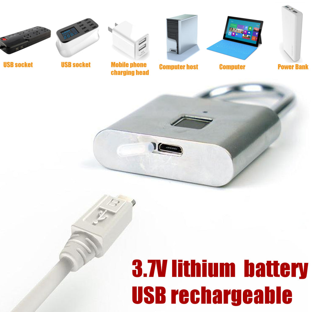 Rechargeable Lock Fingerprint Smart Padlock Quick Unlock