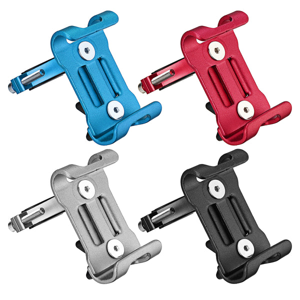 Blue, red, silver and black holder color